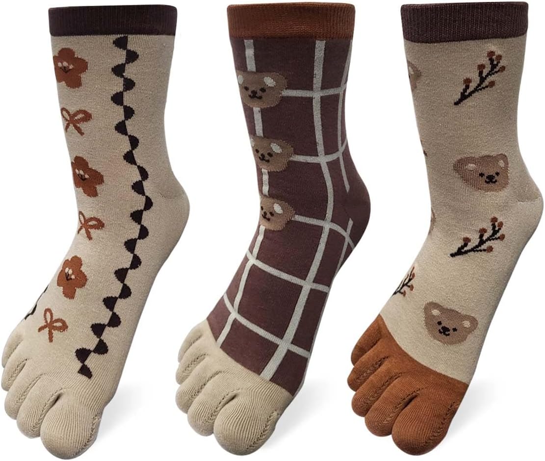 Women Girls Toe Socks Five Fingers Cute Colorful Ankle Athletic Running Toe Seperated