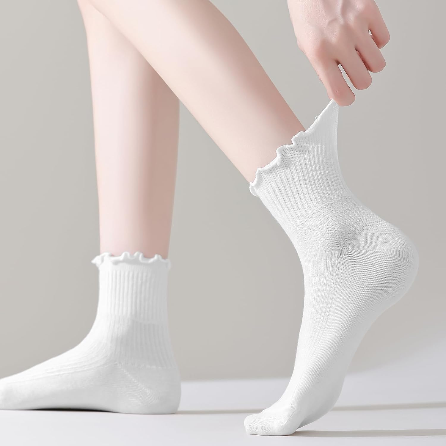Womens Ruffle Ankle Socks Cute Lettuce Edge Crew Socks for Women - Image 2