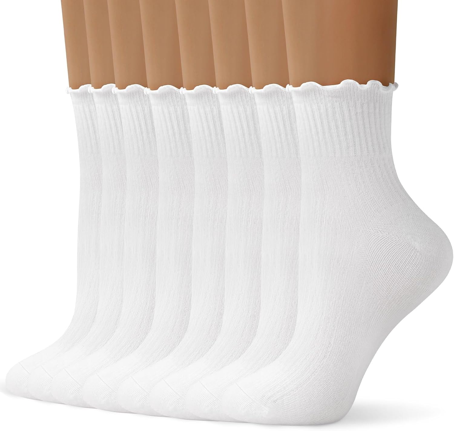 Womens Ruffle Ankle Socks Cute Lettuce Edge Crew Socks for Women
