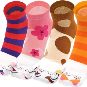 Women Flip Flop Socks - Tabi Ankle Sock Colorful Two Toe Finger Running Socks for Women Girls