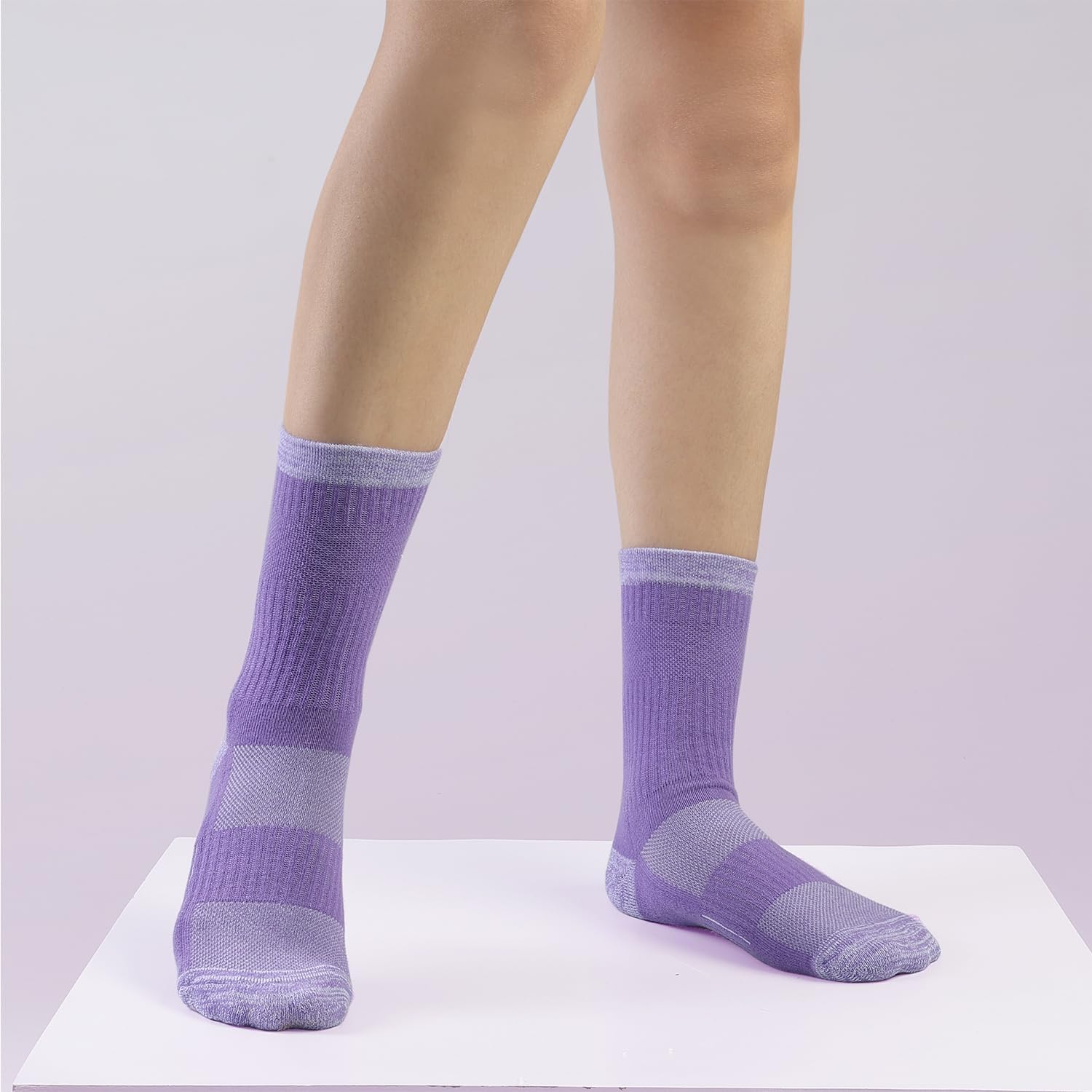 Crew Socks for Women Hiking Athletic Running Walking Cushioned Compression Cotton Socks 6 Pairs - Image 2