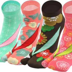Women Flip Flop Socks - Tabi Ankle Sock Colorful Two Toe Finger Running Socks for Women Girls