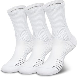 Compression Running Socks for men,  Anti-Blister Cushion Crew Socks for Athletic, Moisture Wicking & Seamless