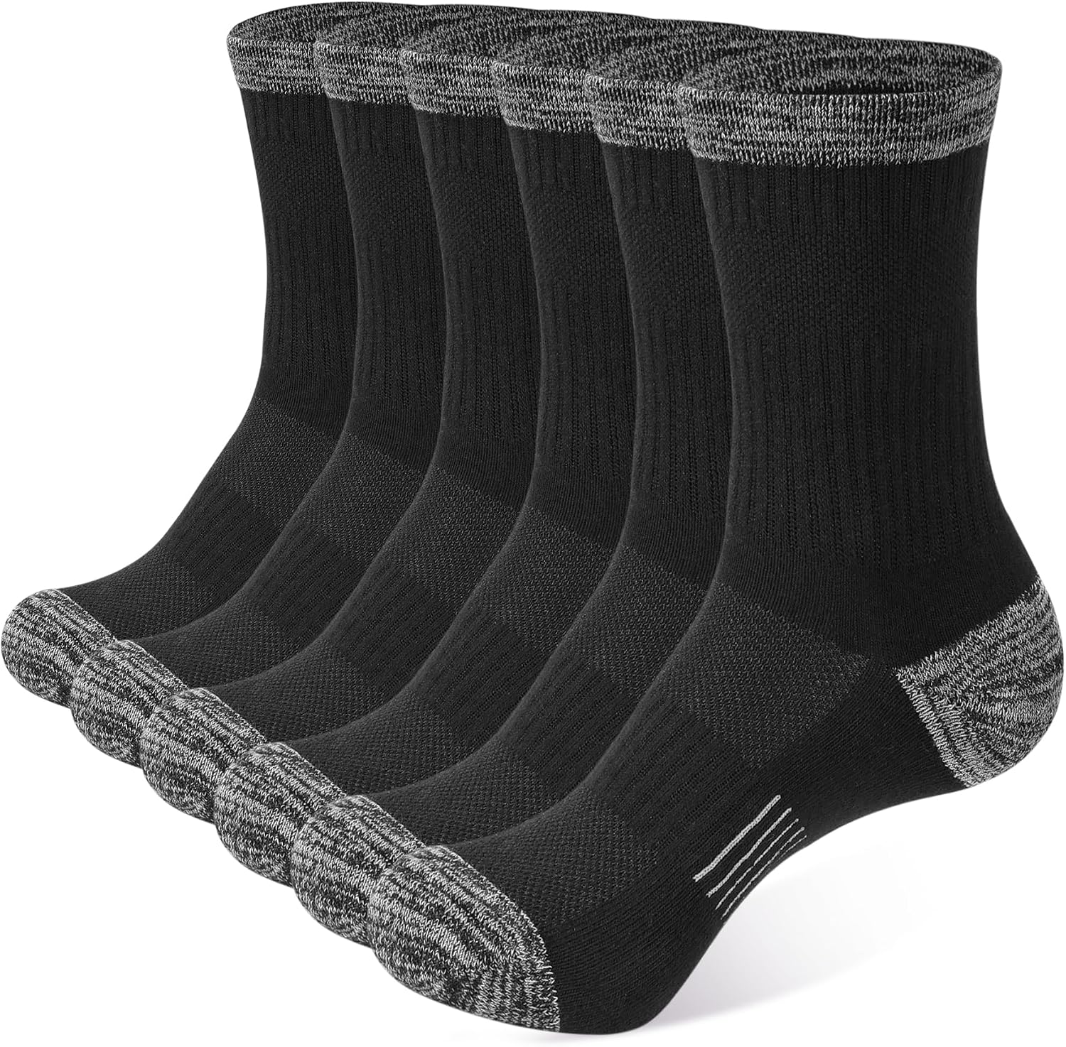 Crew Socks for Women Hiking Athletic Running Walking Cushioned Compression Cotton Socks 6 Pairs