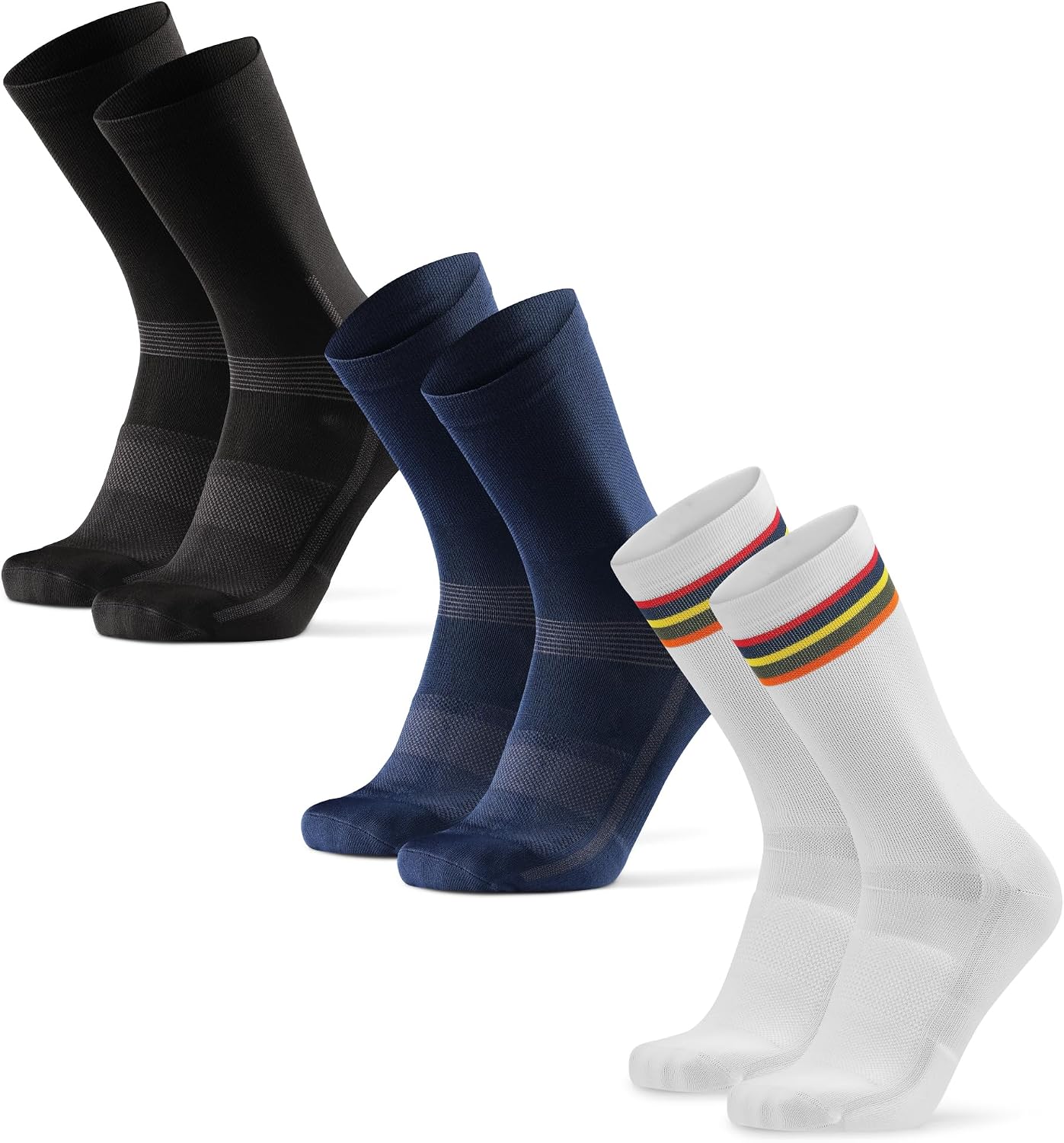 Crew Cycling Socks – Breathable Fast-Dry Bike Socks with Cushioned Sole for Men & Women, 3- & 5-Pack